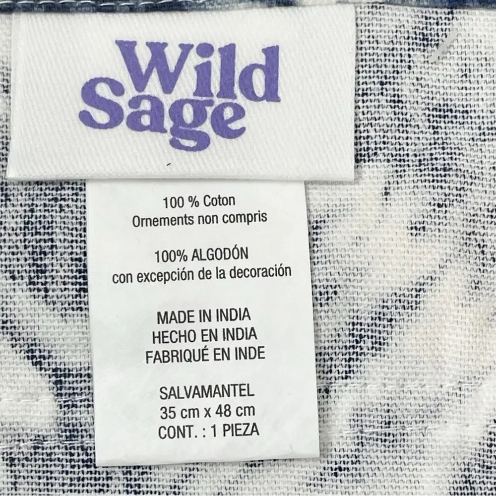 NWT Wild Sage Amelia Indigo Tie Dye Tassel Placemats Set of 4